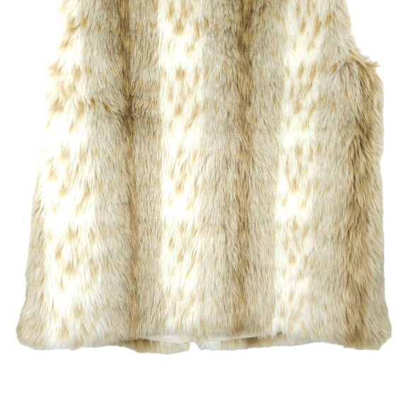 Grace Elements Faux Fur Vest Womens Size M Snow Leopard Brown Cream Boho - Picture 13 of 13